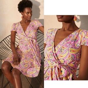 Boden Evangeline Stretch Jersey Faux Wrap Dress Party Pink Size 14